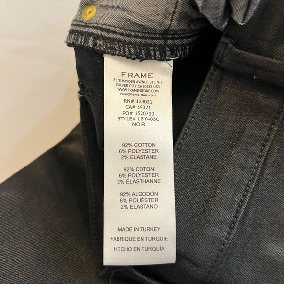 NWT FRAME Women’s Le Sylvie Straight Fit High Rise ,Wax Black. Size 24. - Picture 6 of 6